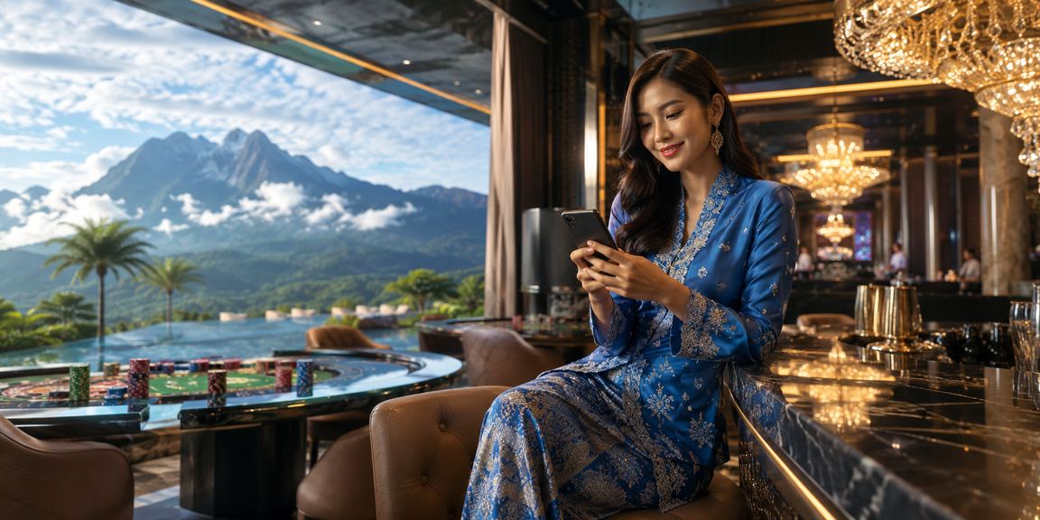 Pemain berbaju kurung bermain kasino mudah alih di Sabah
